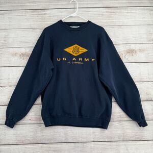 Vintage M.J. Soffe US Army Ft. Campbell Embroidered Crewneck Sweatshirt L Blue